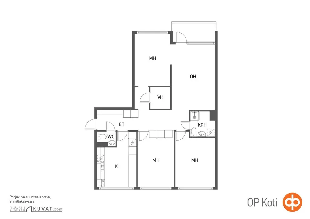 Plan - 70s Style Apartment with Balcony in Turku Centre