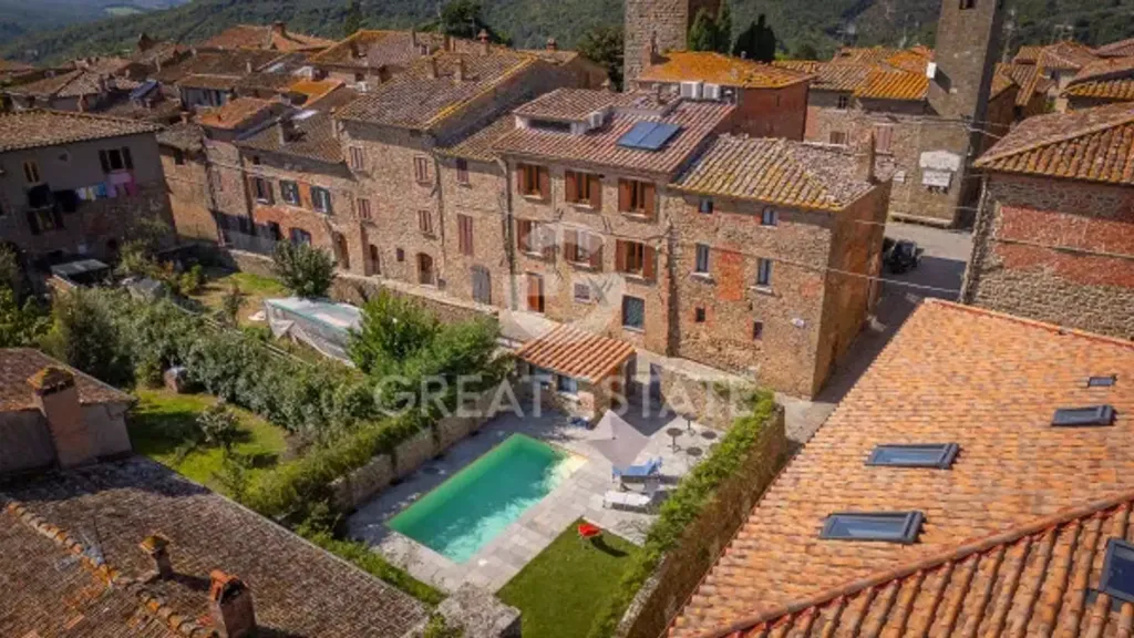 Aerial - Restored Casale with Pool in Rigomagno