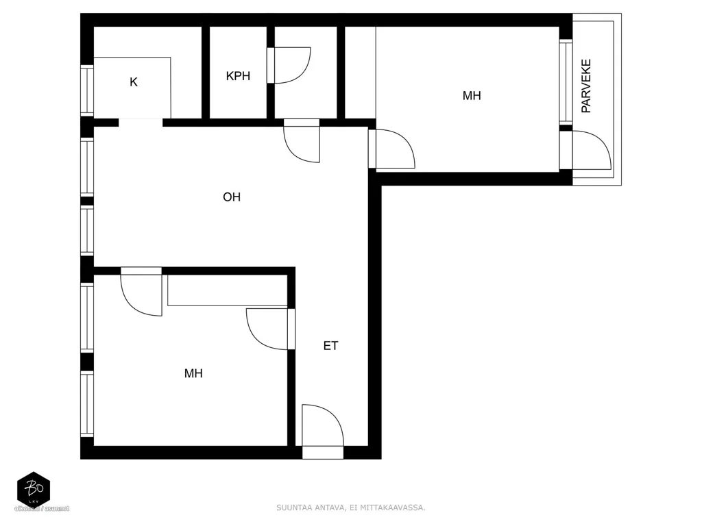 Plan - Apartment with Glazed Balcony in Lahti Centre