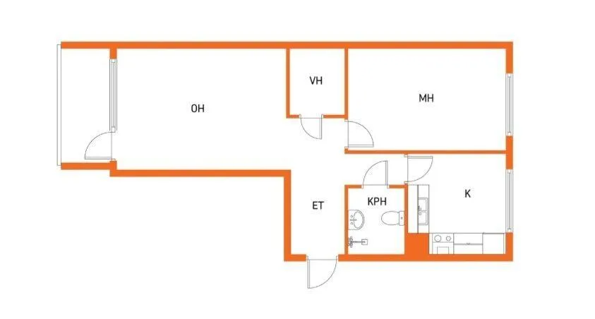 Plan - Twin-Unit with Balcony in Myllyhaka, Nokia