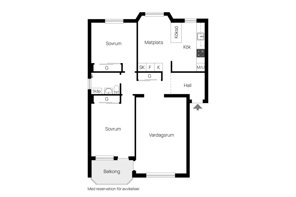Plan - Modern Flat with Balcony in Trandared