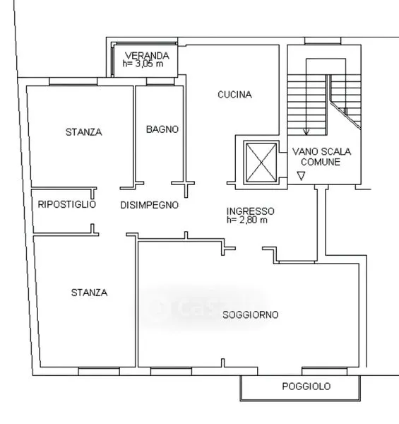 Plan - Quadrilocale with Balcony in Mestre, Venice