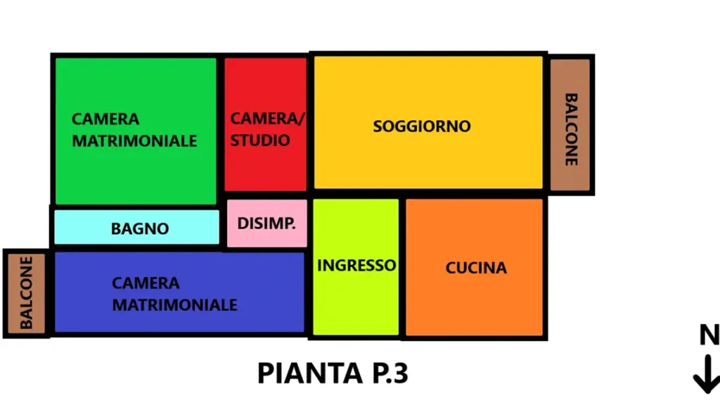 Plan - Rustic-Style Apartment with Balcony in Mirandola