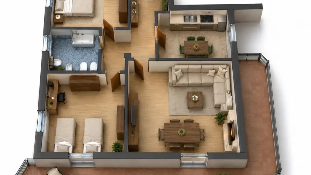 Plan - Spacious Trilocale with Balcony in Gattatico