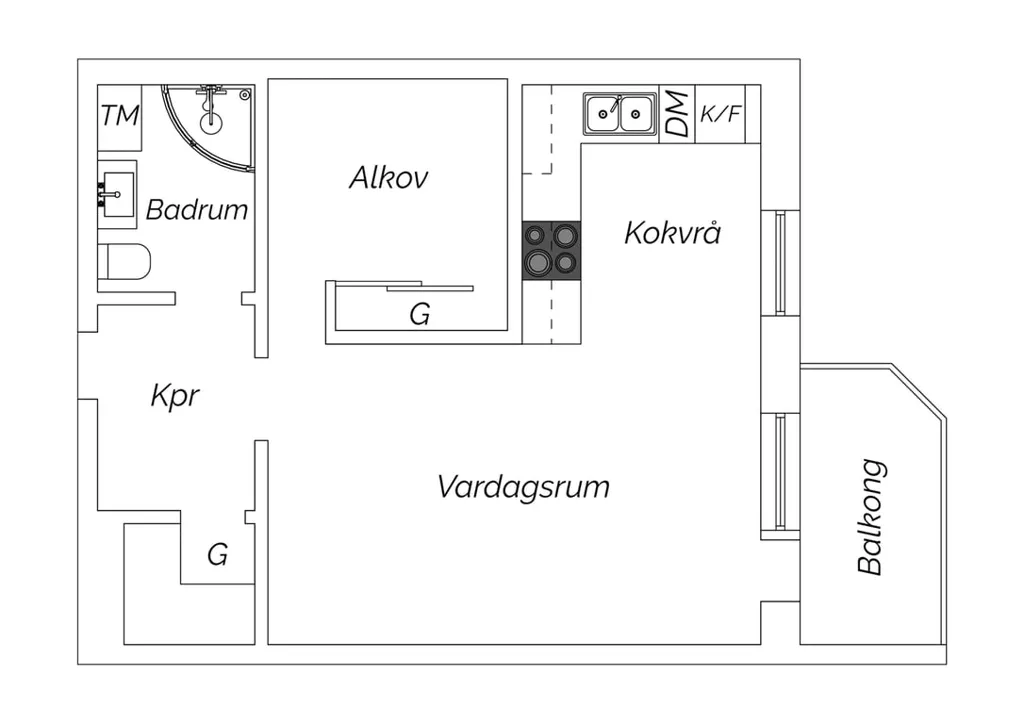 Plaan - Modernised 1.5-Bedroom Flat with West-Facing Balcony in Göteborg