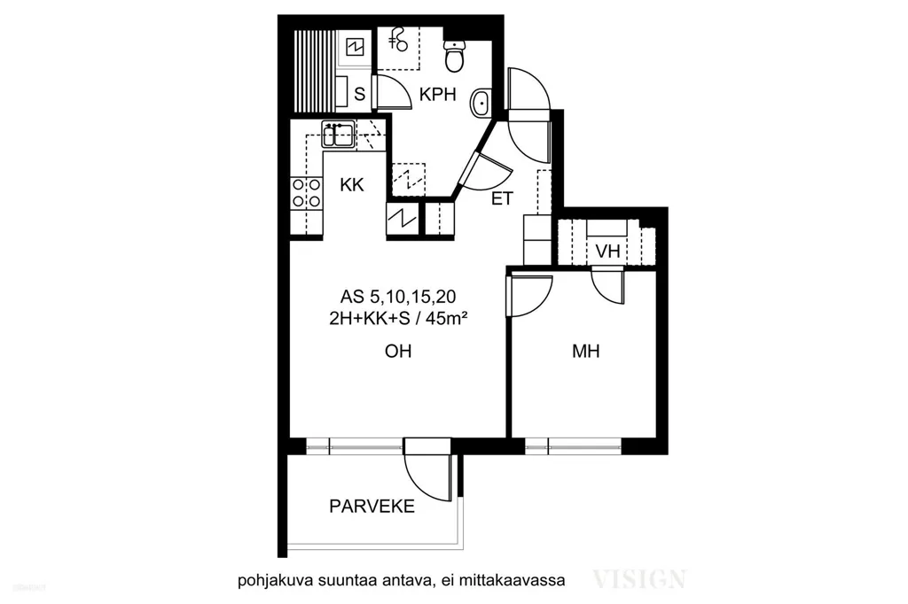Floor Plan - Two-Bedroom Flat with Sauna in Salo