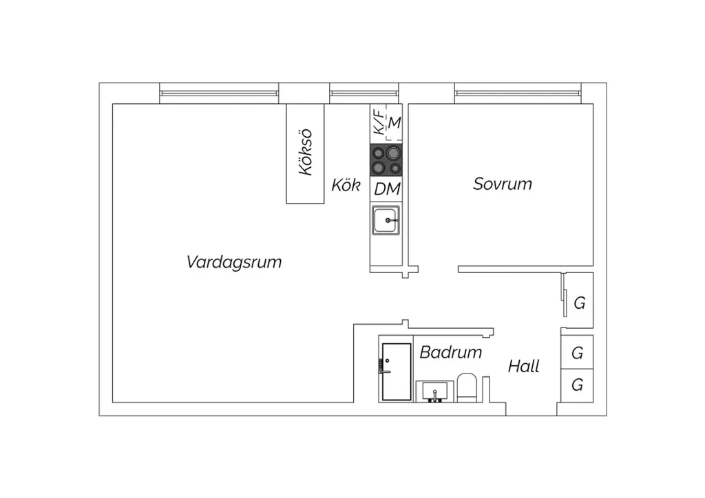 Plan - Two-Bedroom Flat with Open Plan in City Centre