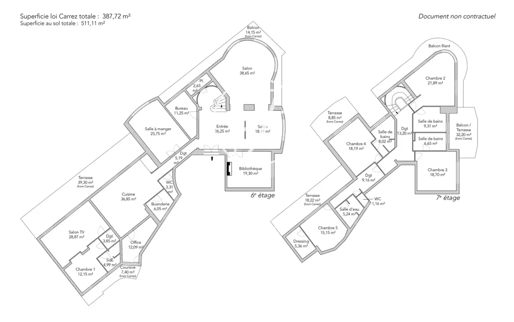 Plan - Appartement Duplex avec Terrasses à Paris 16e