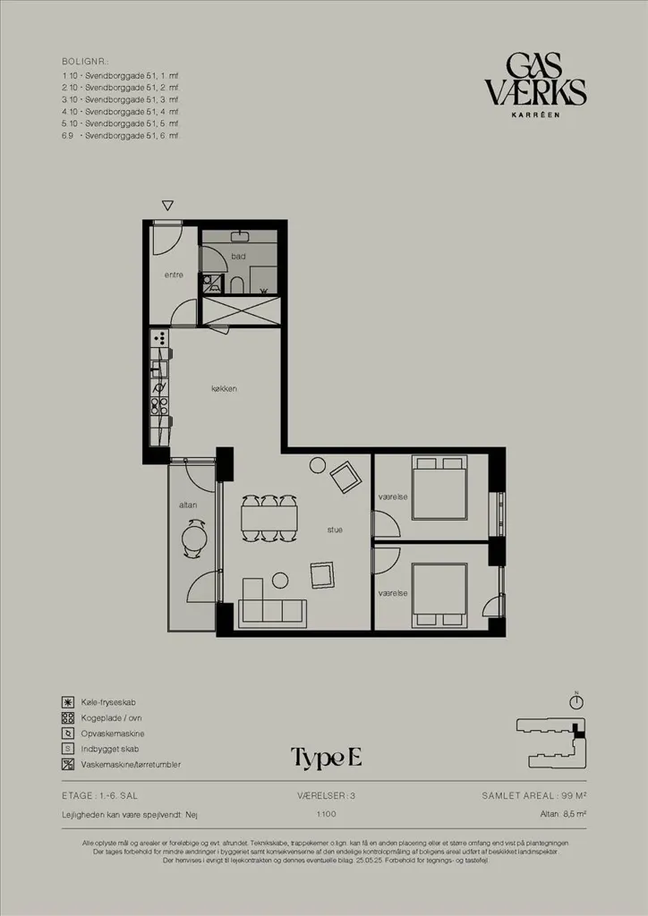 3-Bedroom Flat with Large Windows in Copenhagen Ø