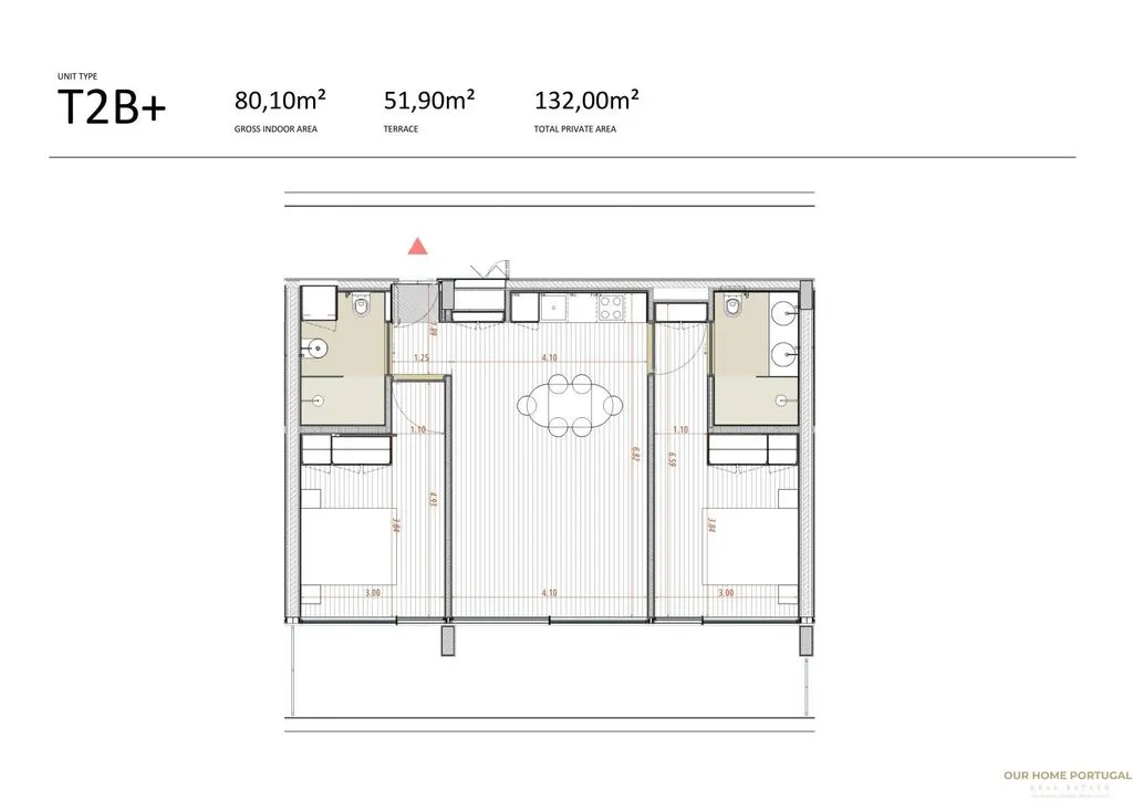 Floor Plan - 2-Bedroom Apartment with Balcony in Carvoeiro