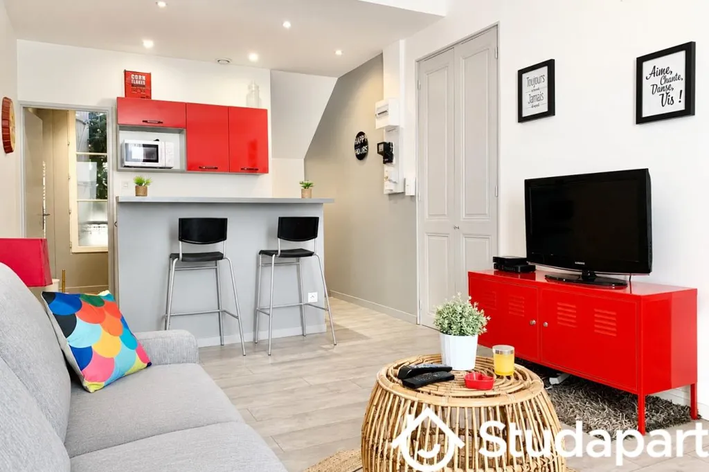 Séjour - Studio Meublé et Équipé au Centre de Grenoble
