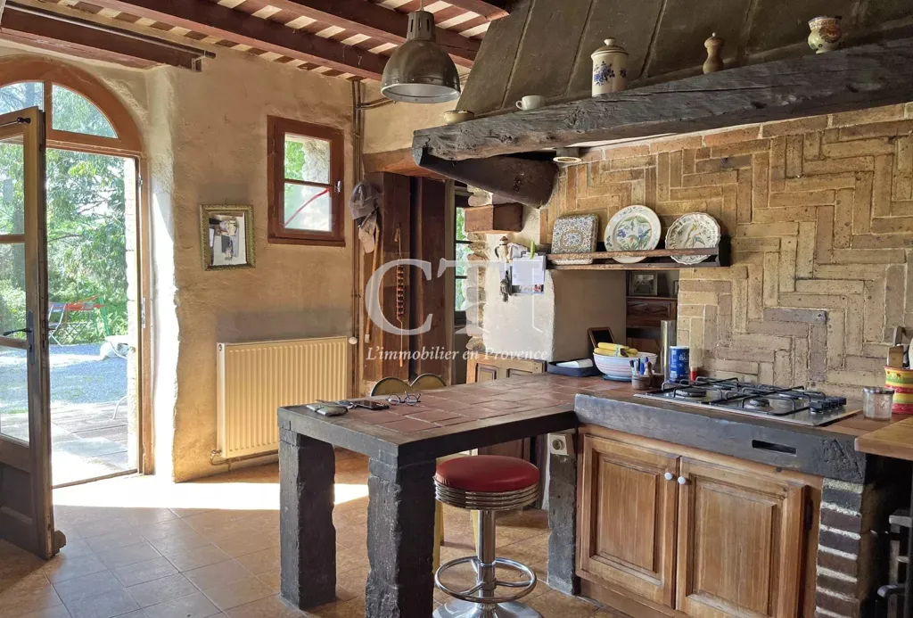 Cuisine - Maison Campagnarde en Pierre avec Vue Panoramique en Provence