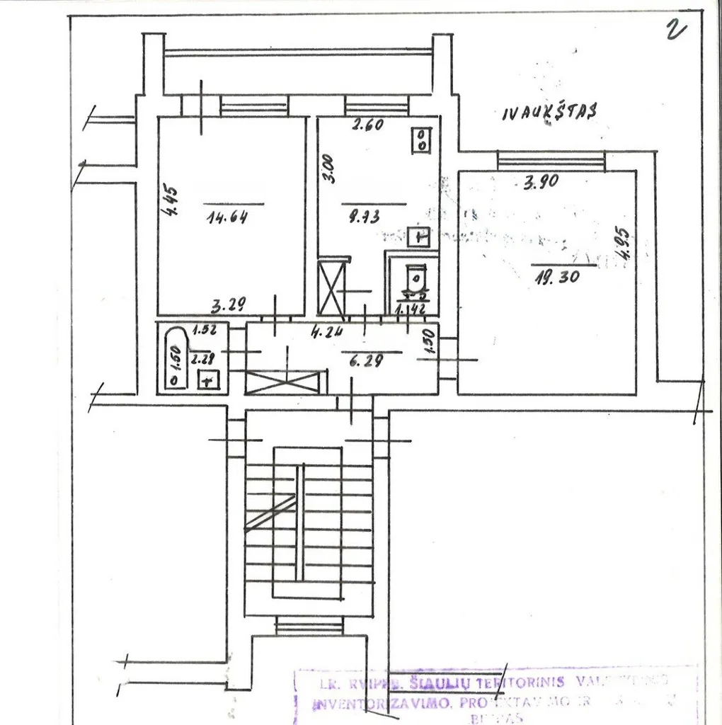 Planimetria - Spacious 2-Bedroom Apartment in Pakruojis