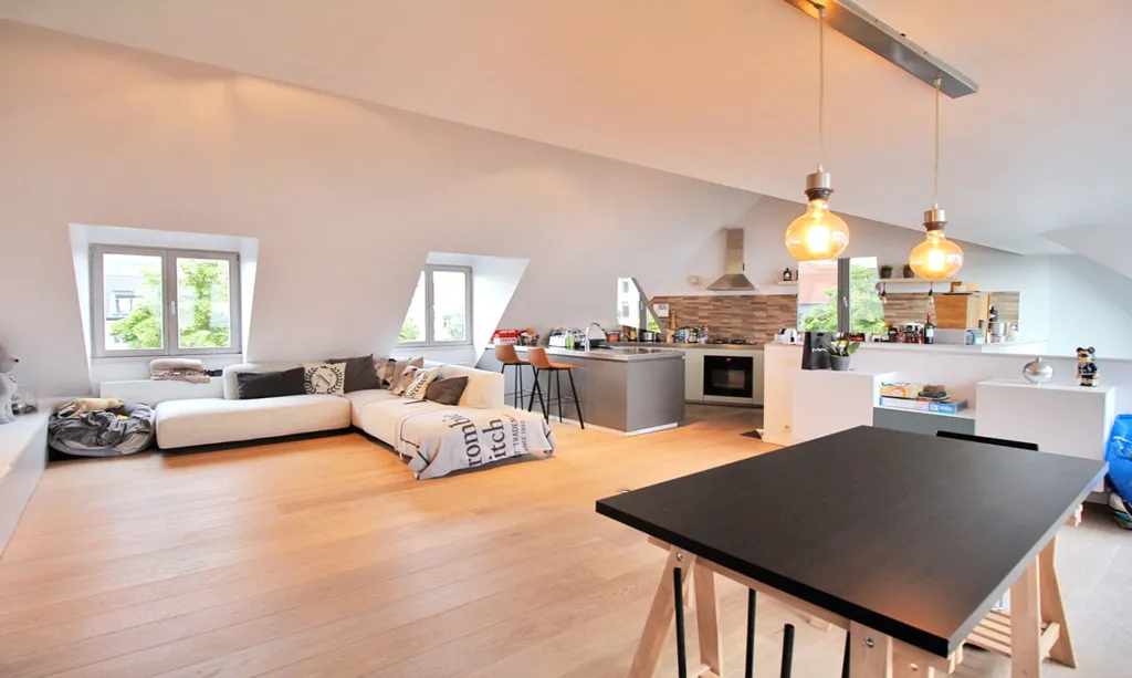 Living Room - Duplex Apartment with City Centre View in Brussels