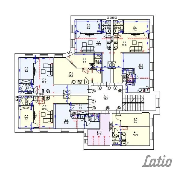 Plaan - 1-Bedroom Flat with Green Courtyard in Grīziņkalns