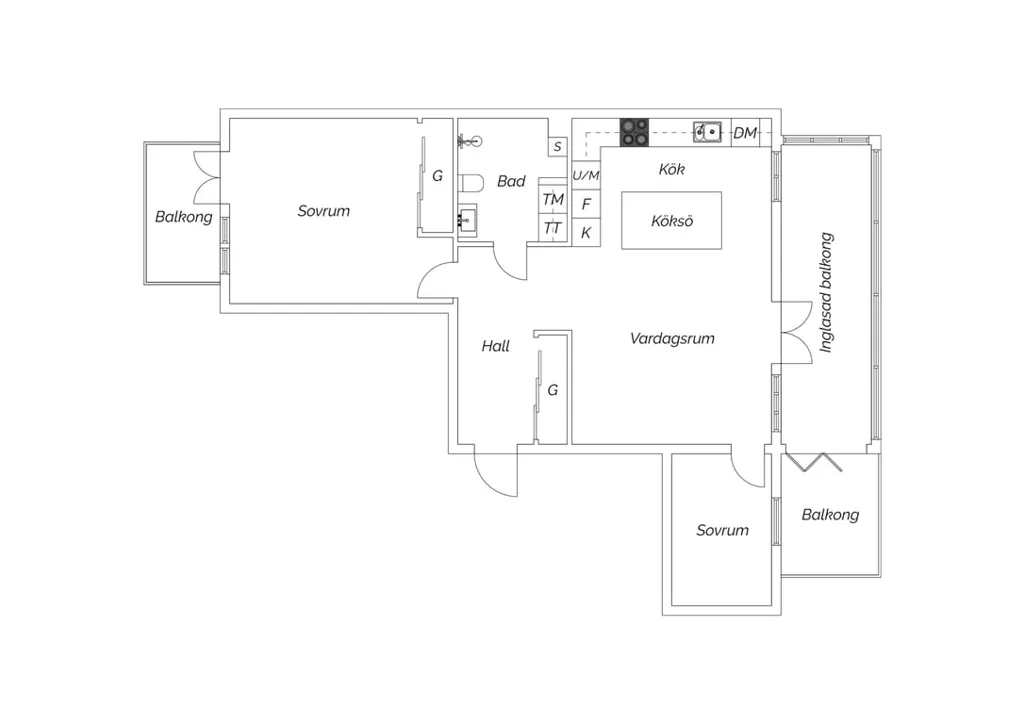 Plaan - Three-Room Apartment with Two Balconies in Hovås
