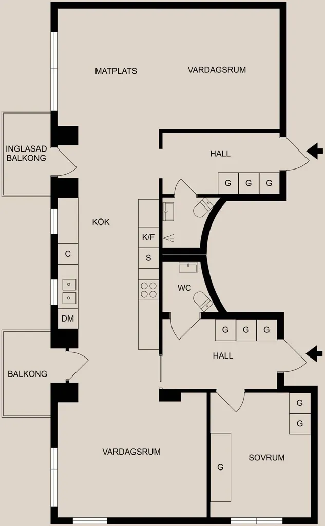Plan - Converted Triplex with Balconies in Norrköping