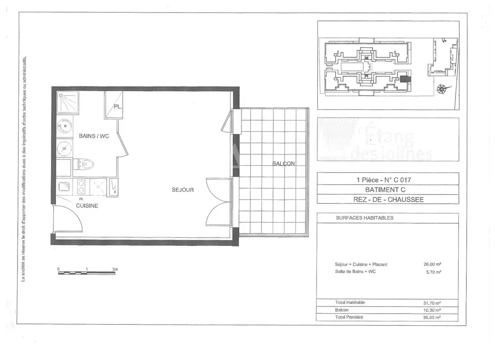 Planimetria - Studio with Balcony and Pool in Carrières-sous-Poissy
