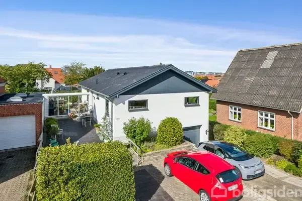 Aerial - Villa with Black-Tiled Roof in Aalborg