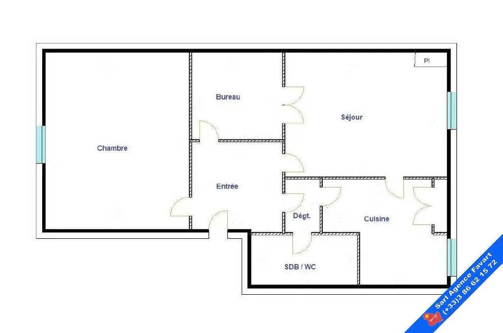 Plan - Appartement 3 Pièces au 1er Étage à Joigny