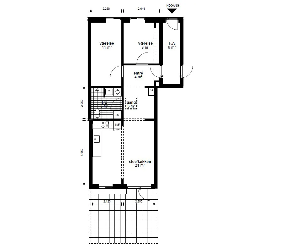 Plan - 3-Bedroom Apartment with Large Windows in Greve