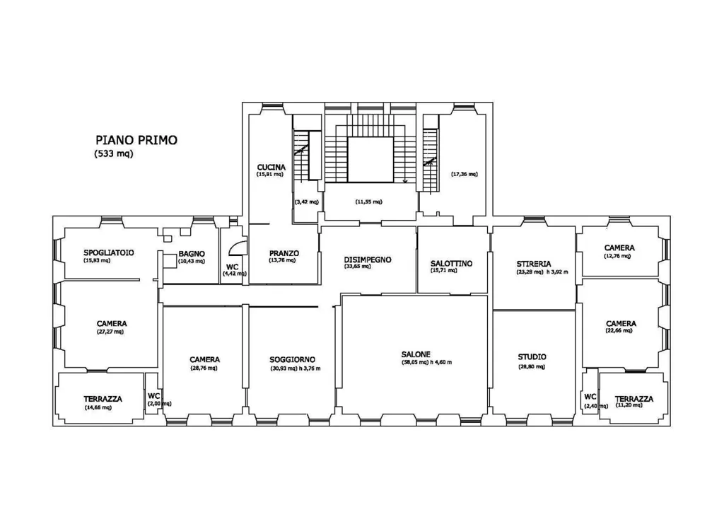 Grundriss - 11-Bedroom Neoclassical Villa in Capannori