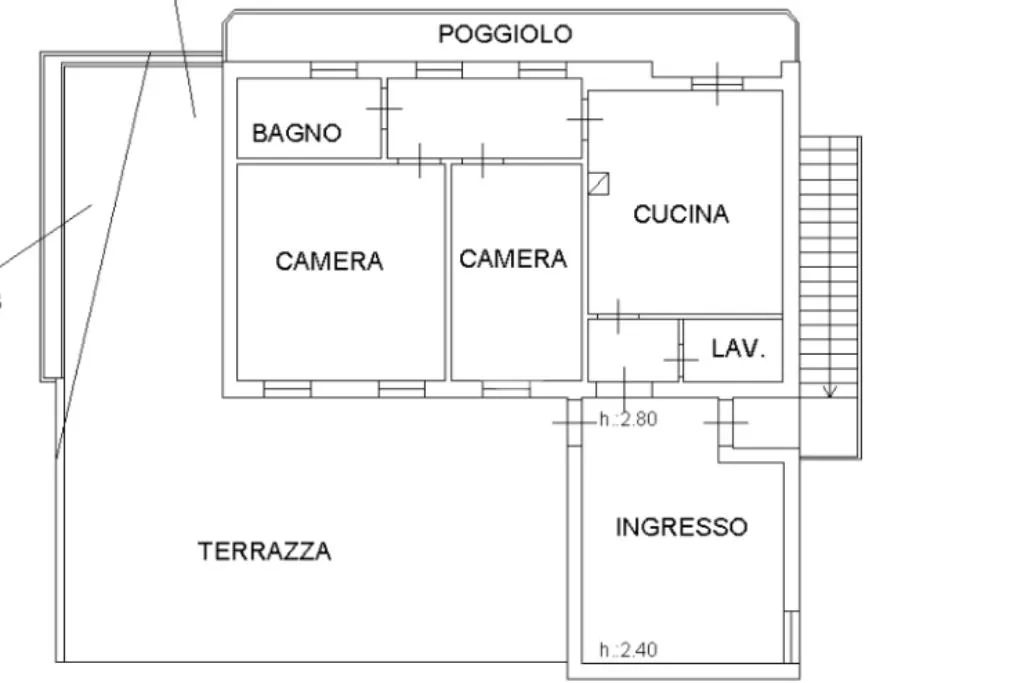 Plaan - Rear-Facing Apartment with Terrace in Vigonovo