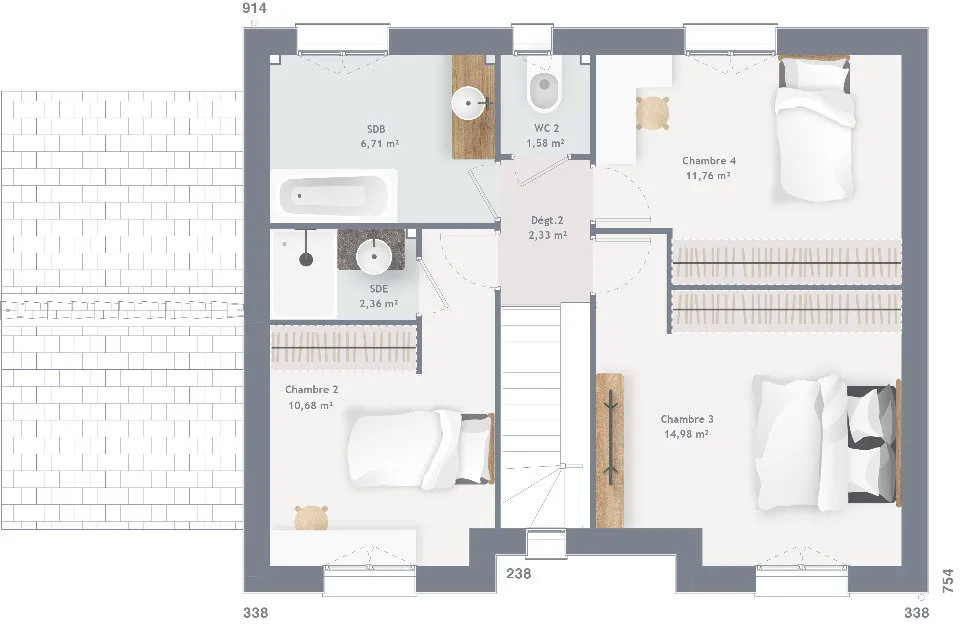 Plan - Maison 6 Pièces Neuve avec Jardin à Bertry