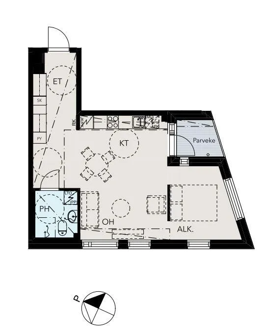 Floor Plan - Modern Flat with Balcony in Porvoo