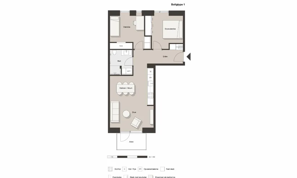 Plan - 3-Bed Apartment with Private Terrace in Aalborg SØ