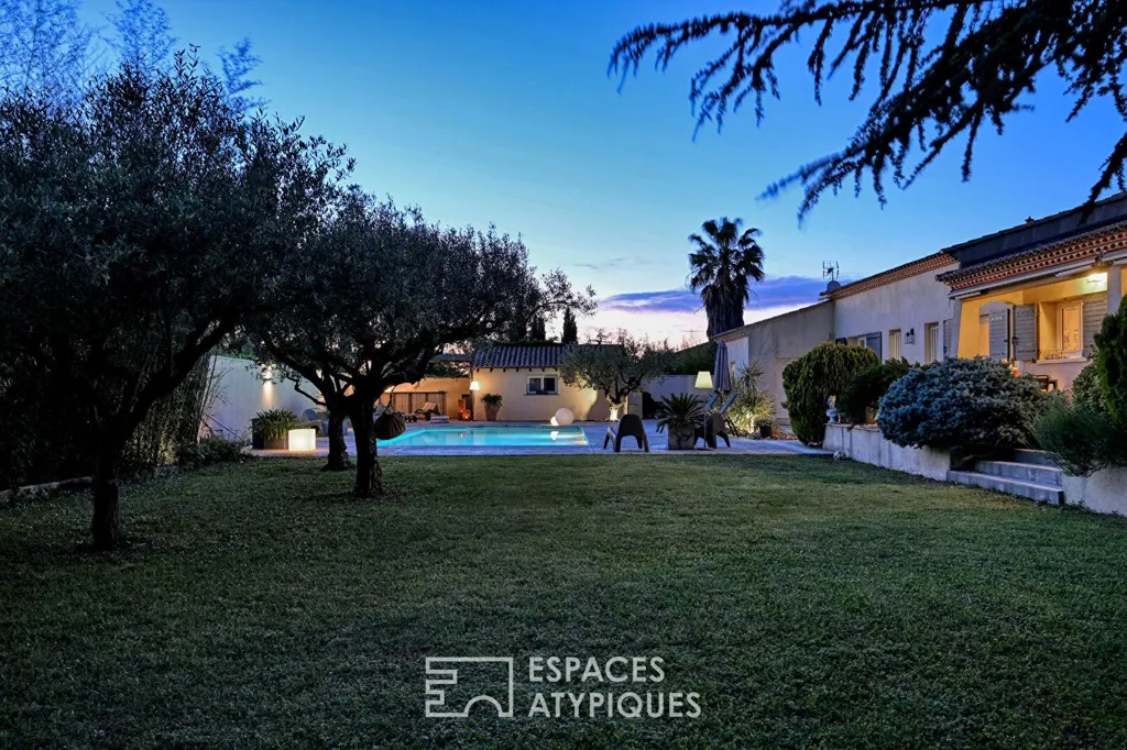 Pool - Renovated House with Pool and Studio in Caissargues