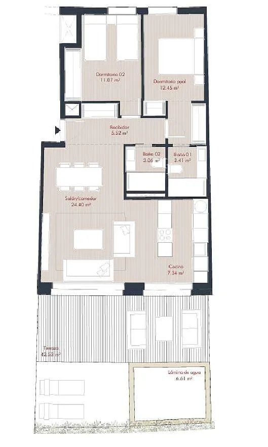 Floor Plan - Luxury Flat with Pool in Manilva