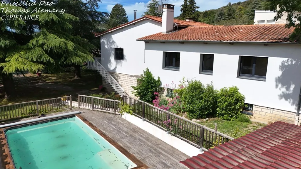Aerial - Renovated House with Pool in Château Arnaux