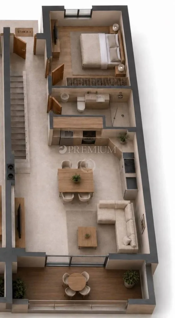 Plan - Two-Bedroom Apartment with Terrace in Omišalj Centre
