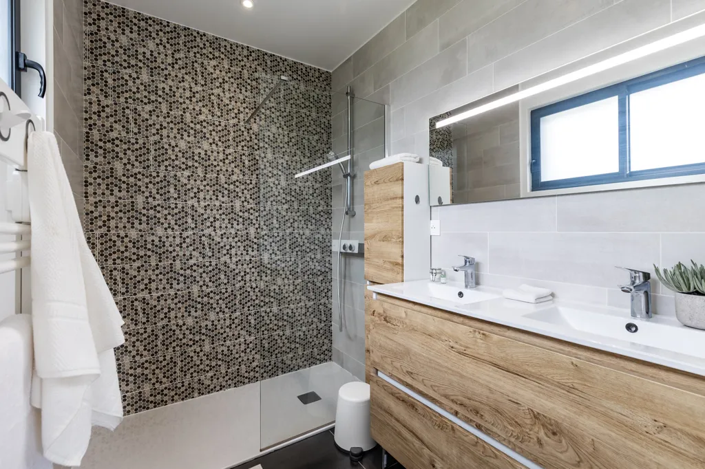 Bathrooms - Architect's House with Wood Frame in Corbiac