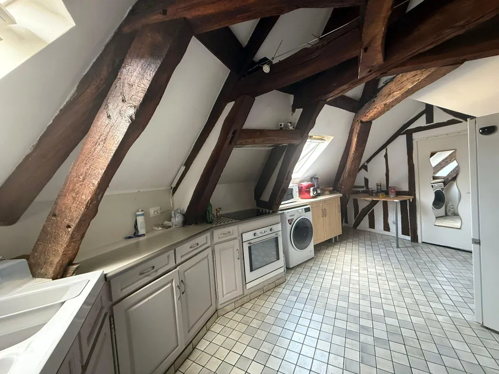 Cuisine - Appartement Traversant avec Cheminée à Rouen