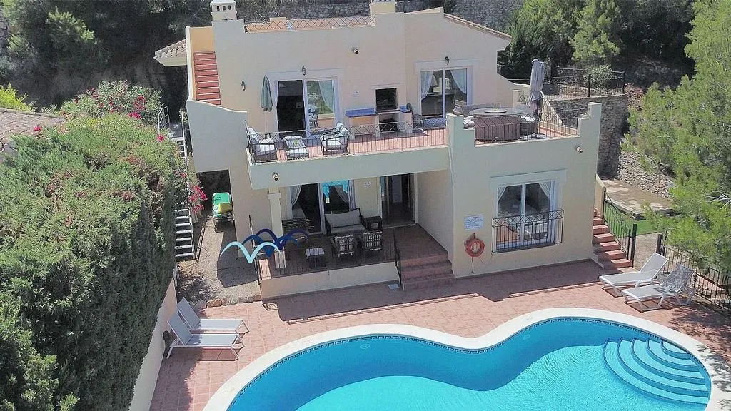Aerial - Chalet with Pool and Sea View in Golf Area