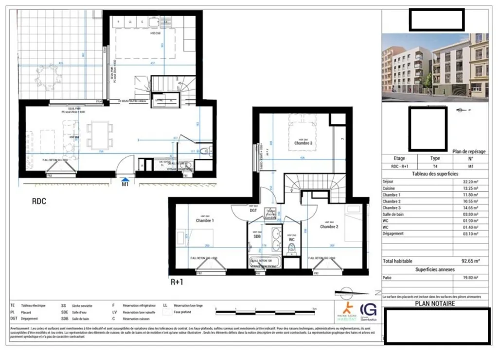 Plan - Duplex de Charme avec Patio à Villeurbanne