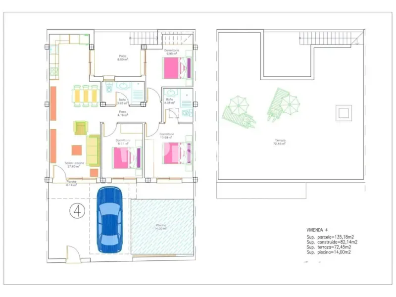 Plaan - Contemporary Semi-detached with Pool in Avileses