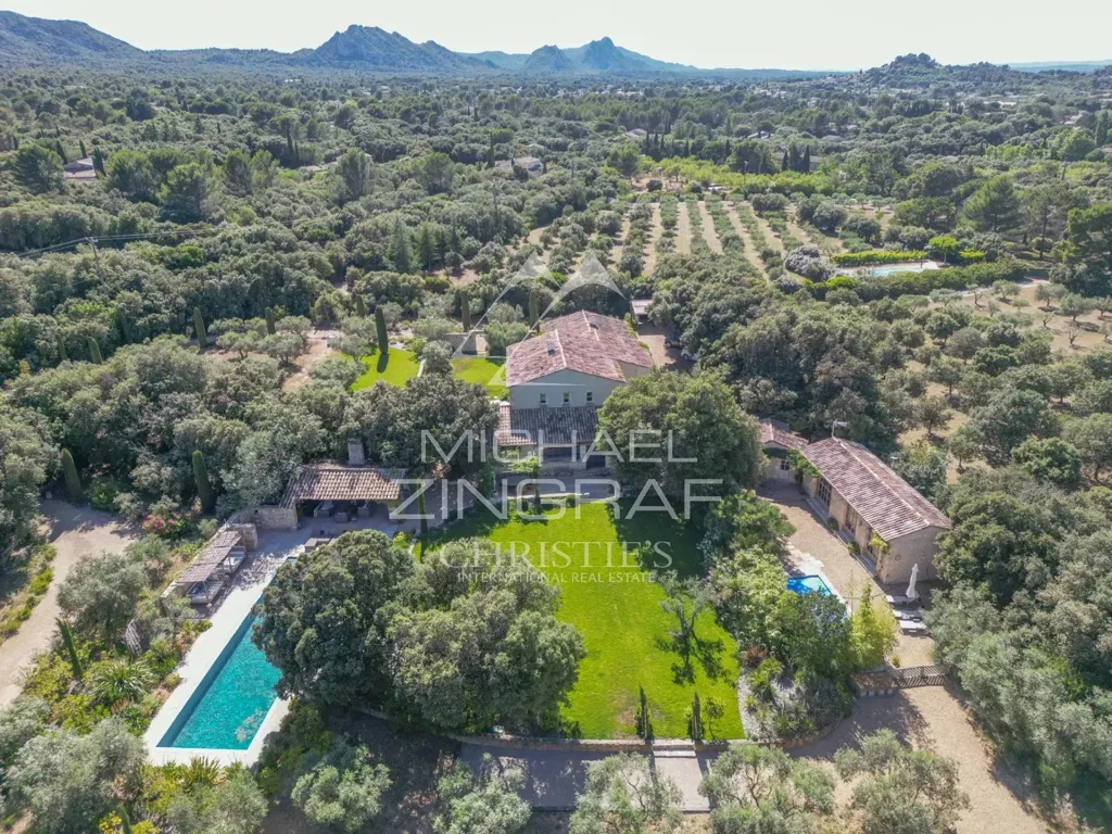Aerial - Mas with Heated Pool in Alpilles Olive Park