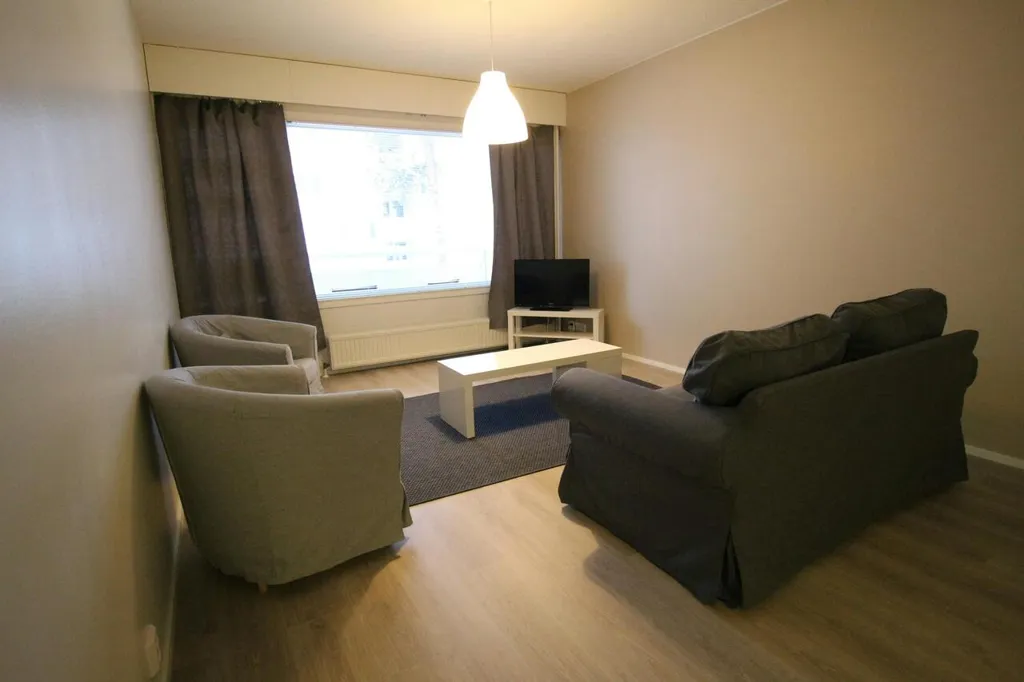 Living Room - Furnished Apartment with Balcony in Oulu