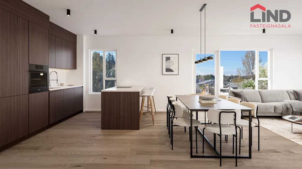 Cuisine - Modern Apartment with Balcony in Garðabær