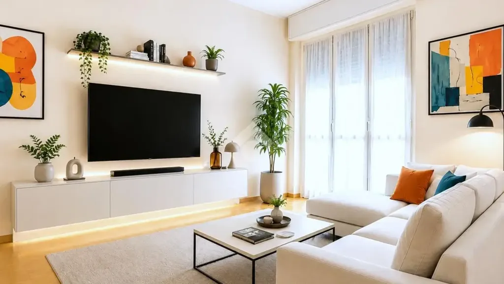 Living Room - Central 4-Bed Apartment with Balcony in Cossato