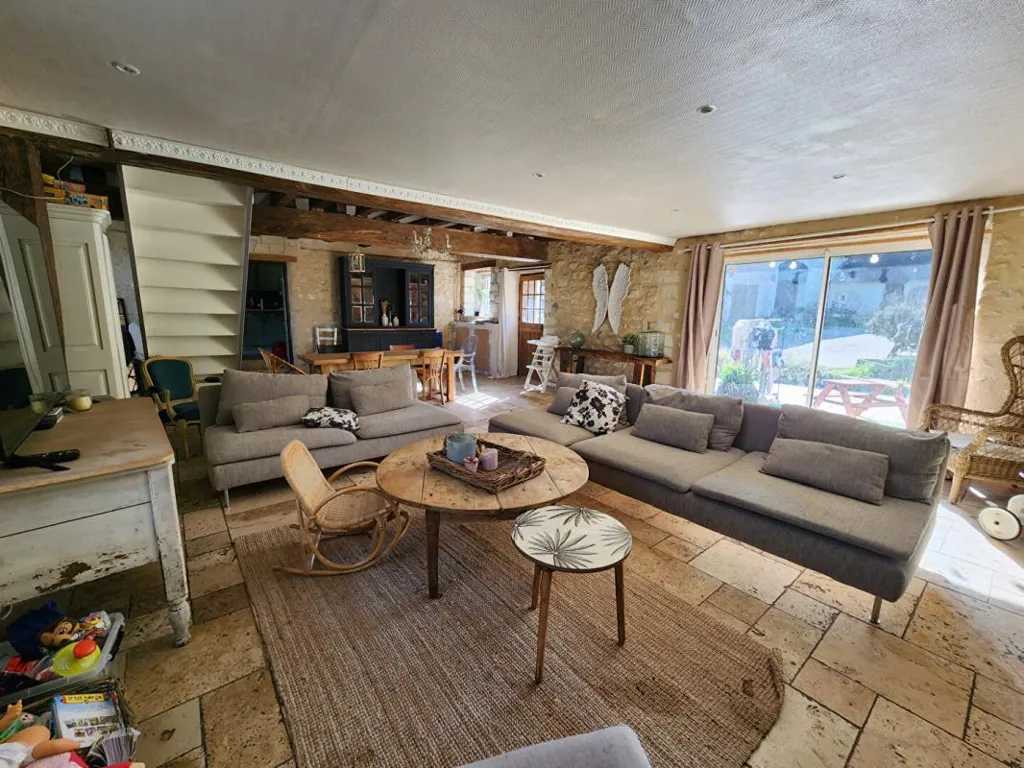 Living Room - Renovated Longère with Gîte in Saint Hippolyte