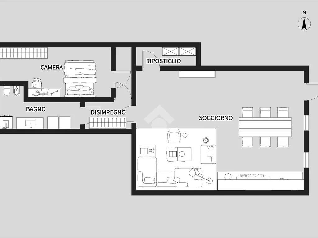 Floor Plan - Modernised Two-Bedroom in Palazzo Pignano