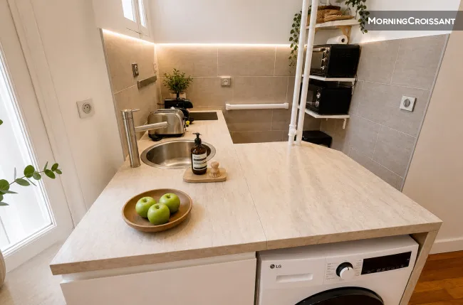 Cuisine - Appartement 2 Pièces avec Vue Dégagée à Paris 16e