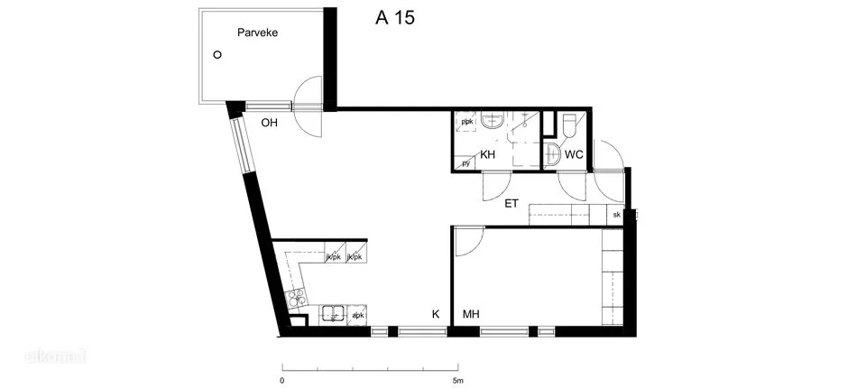 Floor Plan - Apartment with Balcony in Tikkurila, Vantaa
