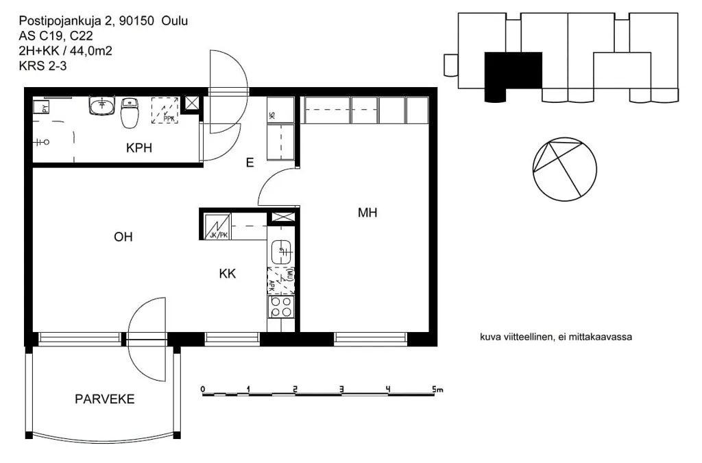 Planimetria - Modernised Apartment with Balcony in Mäntylä, Oulu