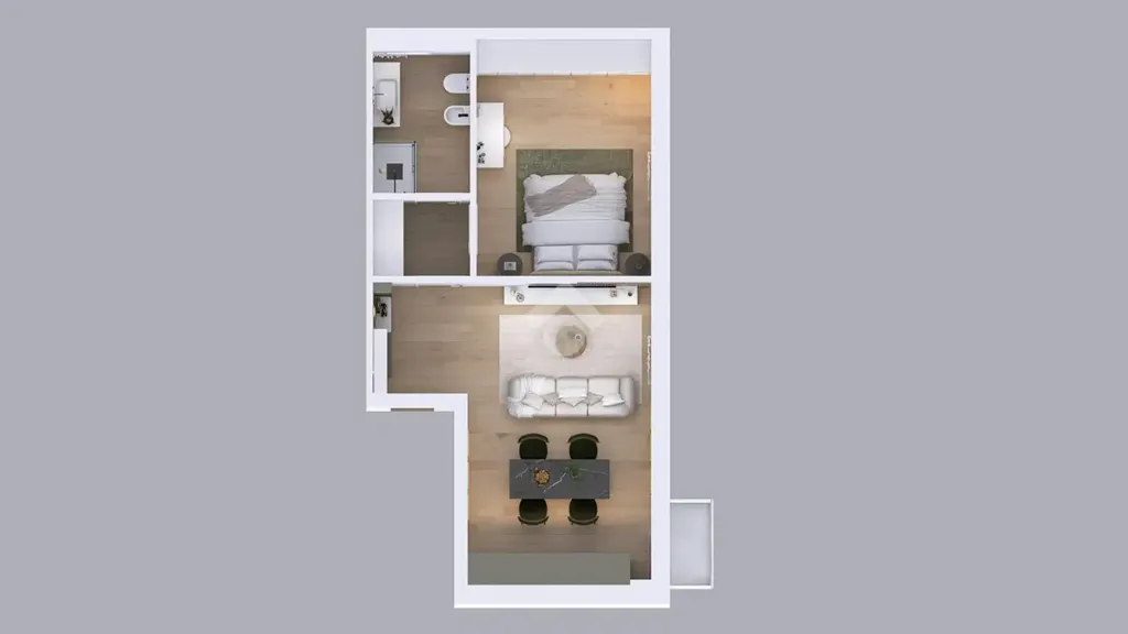 Plan - Rear-Facing Apartment with Balcony in Brescia
