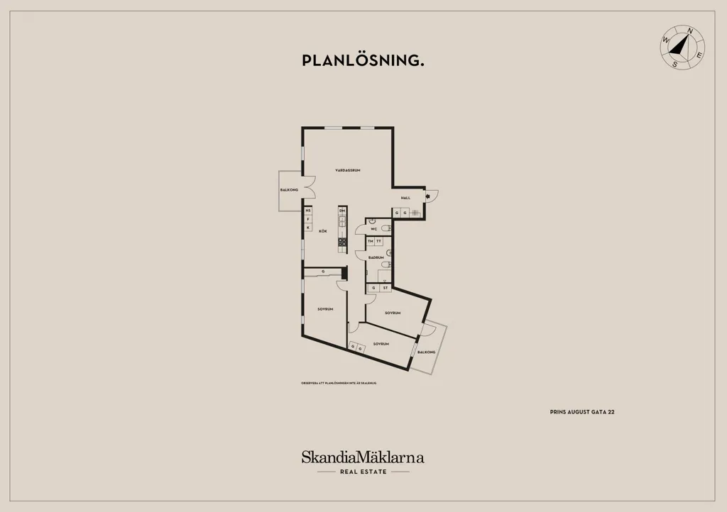 Planimetria - Corner Flat with Two Balconies in Aromalund, Lund
